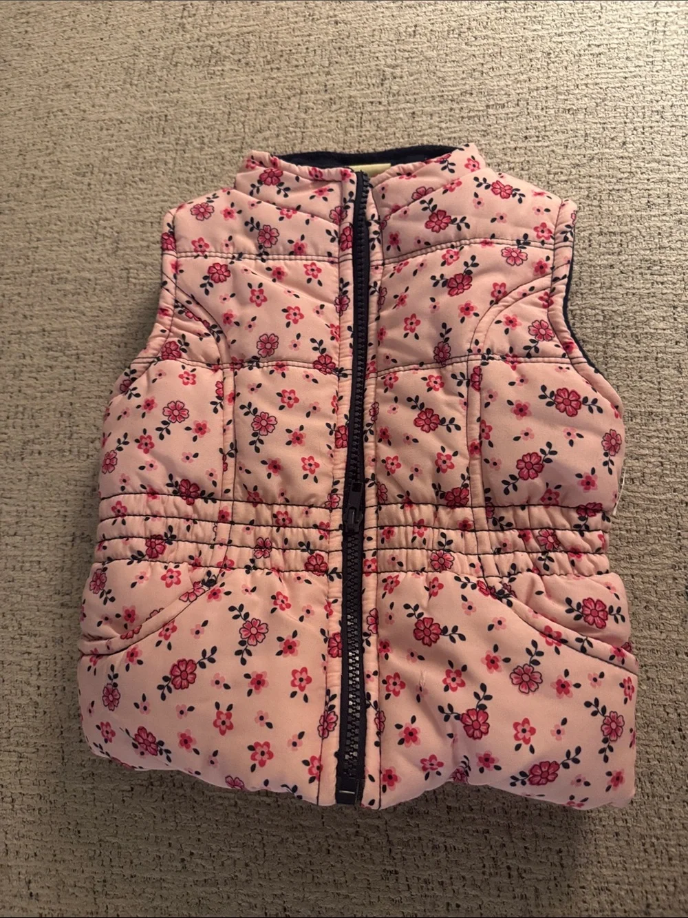 Pink Floral Quilted Puffer Vest